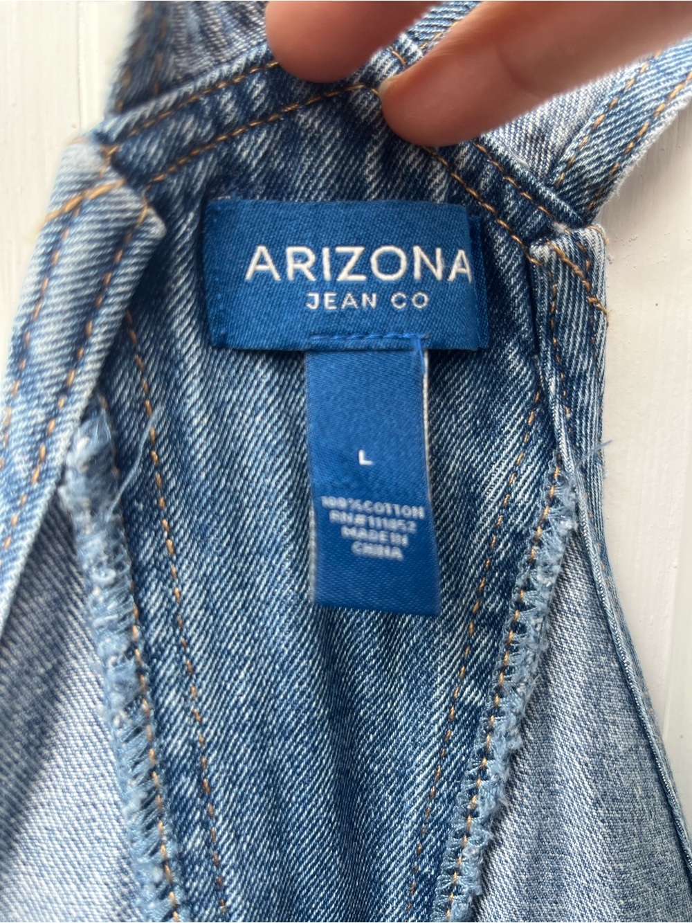 Arizona Jean Company Distressed Denim Overalls - Blue - Picture 2 of 4